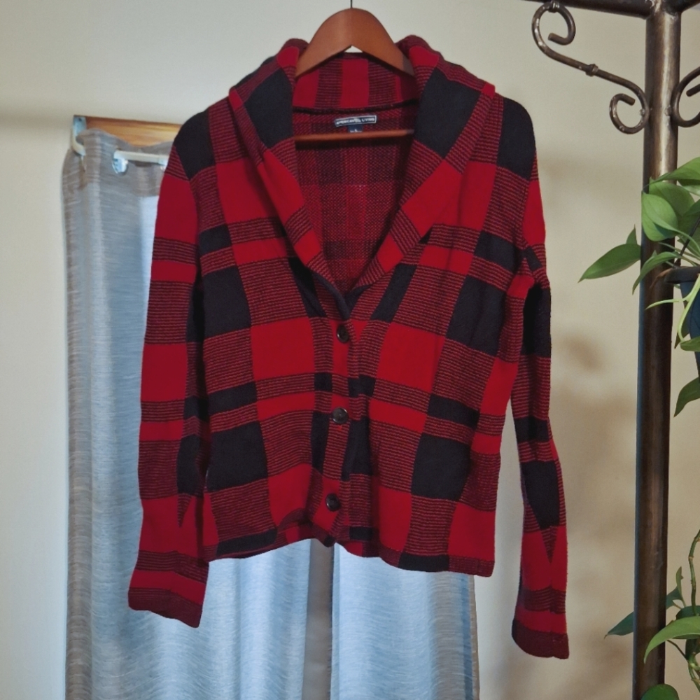 American Living buffalo plaid sweater